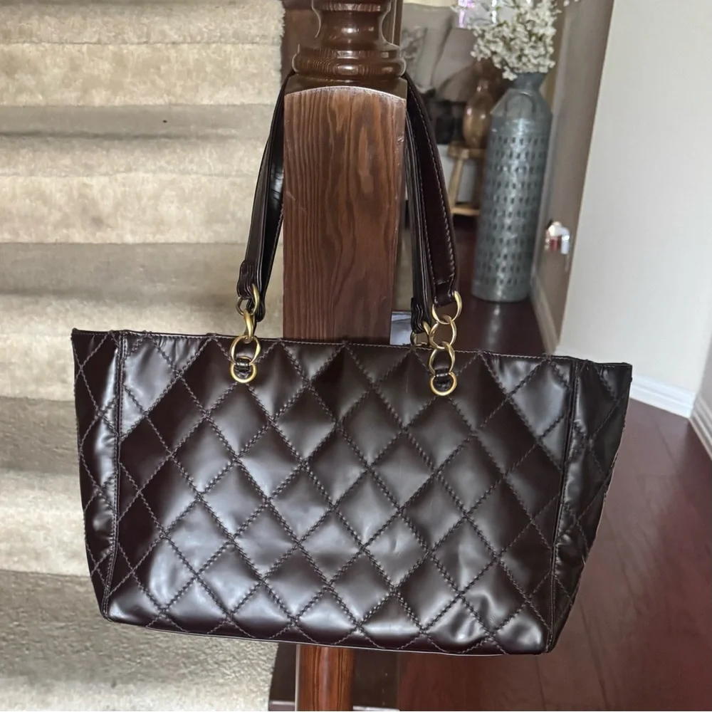 CHANEL Brown Wild Stitch Quilted Leather Tote Bag (Vintage)